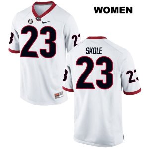 Women's Georgia Bulldogs NCAA #23 Jake Skole Nike Stitched White Authentic College Football Jersey LSB0454JG